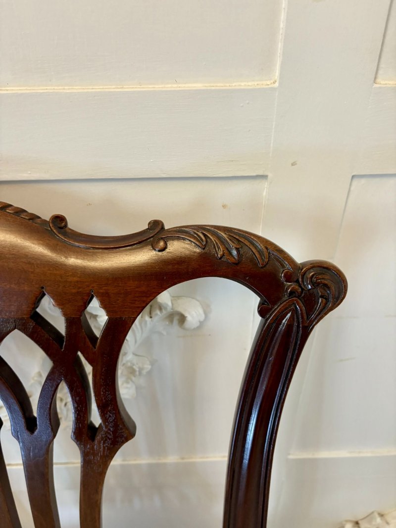 Outstanding Quality Set of 8 Antique Victorian Carved Mahogany Dining Chairs - Image 17